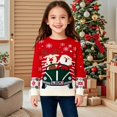 thumbnail image 2 of XIMIN Toddler Kids Ugly Christmas Sweater Girls Boys Funny Xmas Santa Print Holiday Sweaters Long Sleeve Crewneck Fall Winter Warm Knit Pullover Tops, 2 of 4