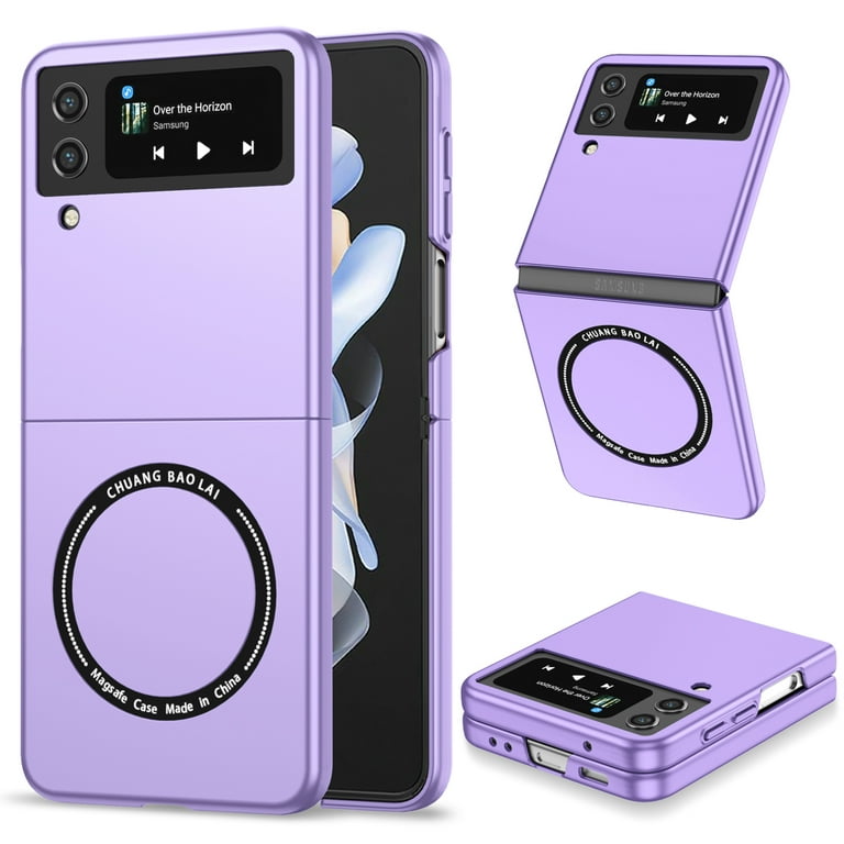 Galaxy Z Flip 4 Case with Ring Holder, Wireless Charging Anti-Scratch  Shockproof Case for Samsung Z Flip 4 5G. (Blue Purple)