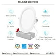 thumbnail image 7 of Luxrite 8 inch Ultra Thin LED Recessed Light J-Box 23W 5 Color Options Dimmable 1800 Lumens IC Rated Baffle 6 Pack, 7 of 7