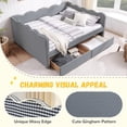 thumbnail image 5 of avobird Cozy Gingham Daybed with 2 Storage Drawers Queen Size Sofa Bed for Living Room, Sleeper Sofa with USB Port and Adorable Wave Shaped, Linen Fabric, Navy Blue, 5 of 8
