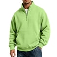 thumbnail image 2 of Quarter Zip Sweatshirt Men Stand Collar Athletic Fleece Pullover 1/4 Lightweight Ribbed Hem Cuffs Loose Fit Tops Active Fall Long Sleeve Casual Sweatshirts Green S, 2 of 6
