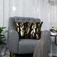 thumbnail image 2 of PiccoCasa 2 Pack Decorative Throw Pillow Covers for Home Office, 18"x18" Gold Leaves/Black, 2 of 7