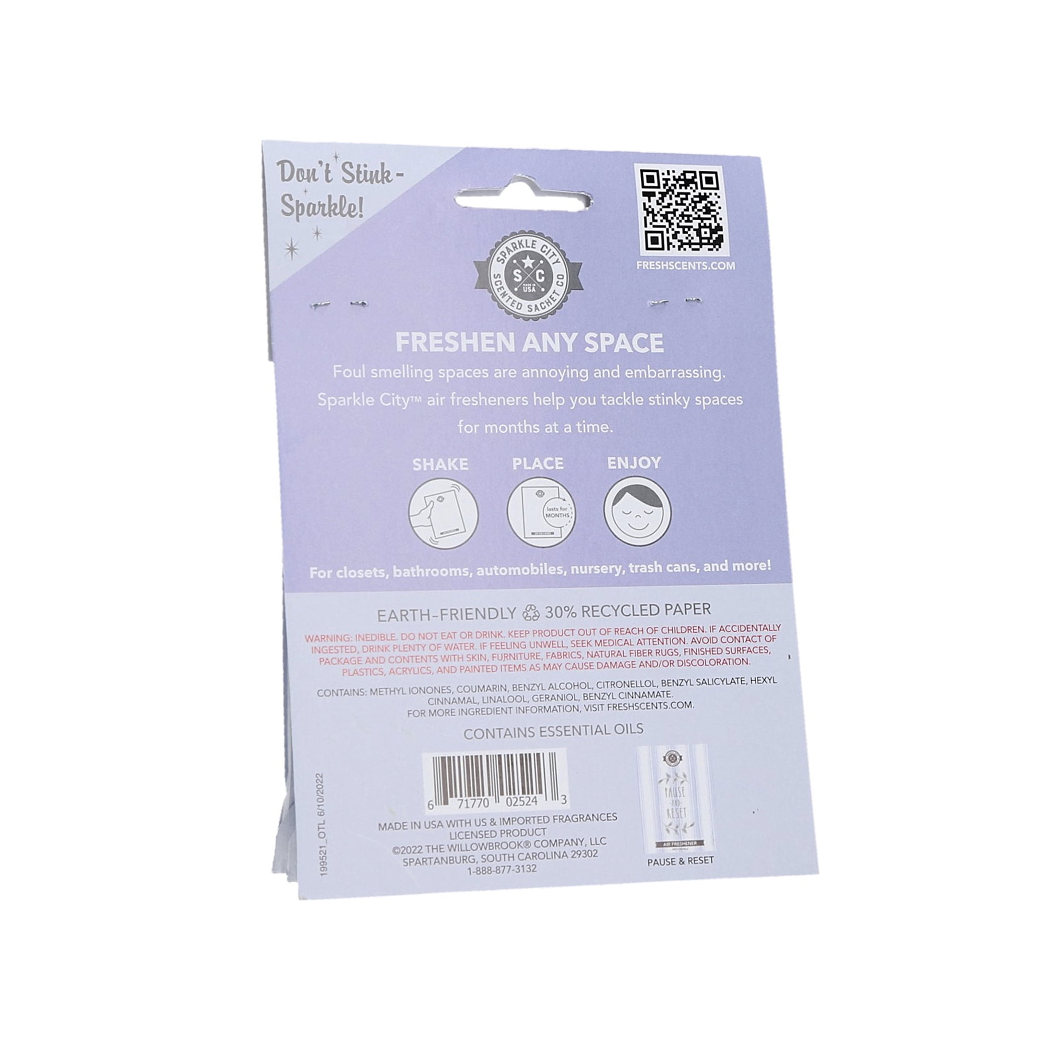 Sparkle City Scented Sachet 2 Pack, Pause & Reset