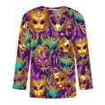 thumbnail image 4 of UVEASISHA Grande Taille Chemises à Manches 3/4 pour Hommes Mardi Gras Masque Imprimé Graphique T-Shirts Carnaval Fête Chemise Confortable Col Rond Tee-Shirt de Vacances en Solde Multicolore TTG, 4 of 4