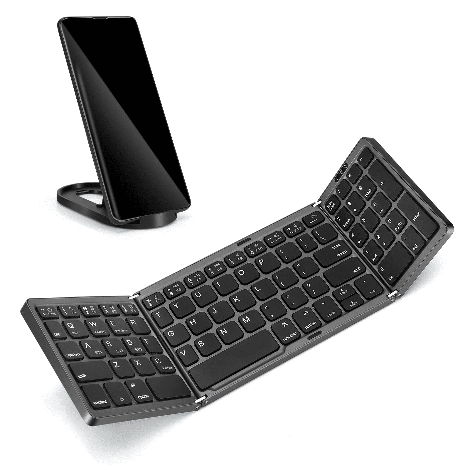 TriFolded Portable Wireless Keyboard Rechargeable Full Size Ultra Slim