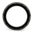 thumbnail image 2 of Solid Black Titanium Men's Faceted Edges 12mm Plain Classic Wedding Band Ring Size 10, 2 of 7