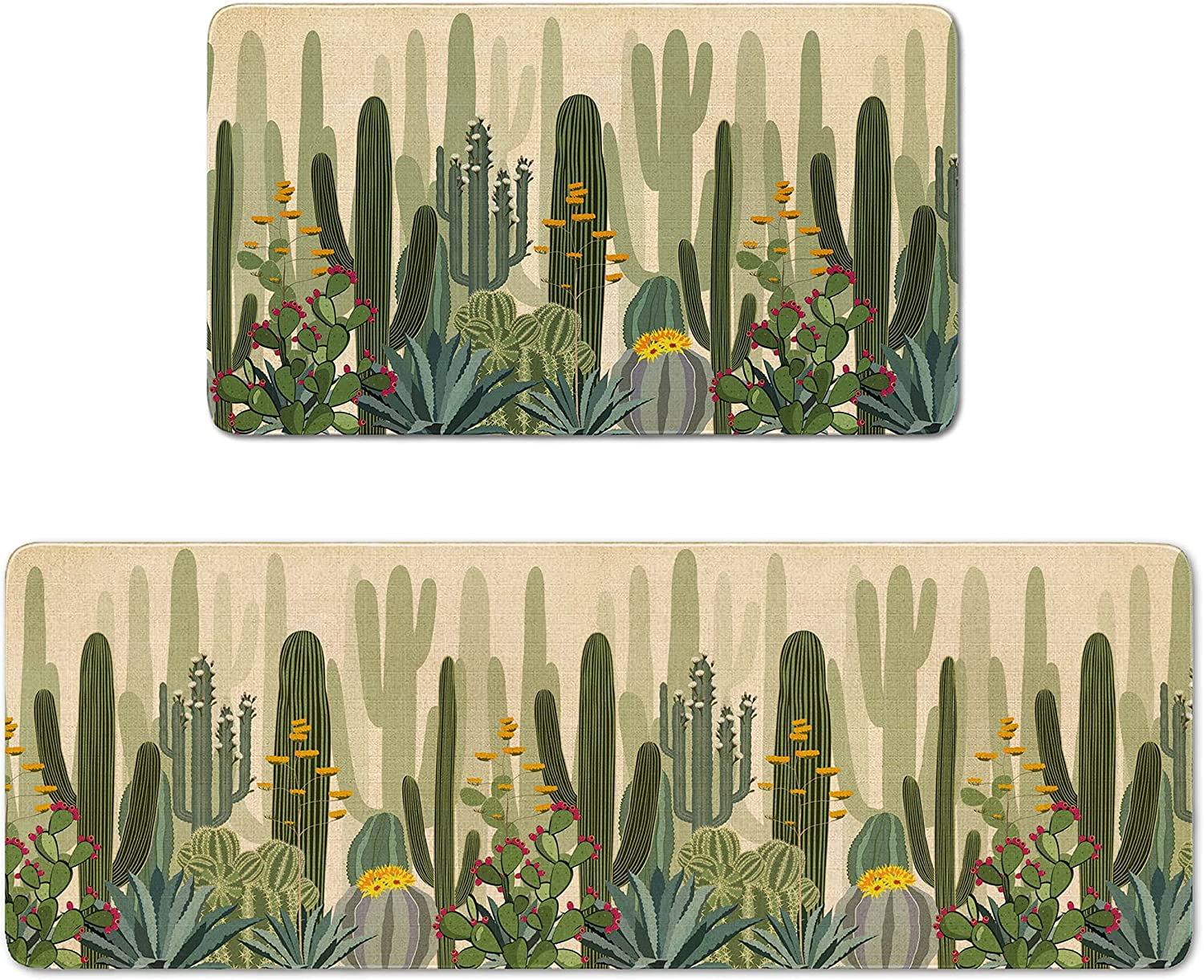 Green Kitchen Rugs and Mats with Rubber Backing Non Skid Washable,2