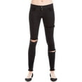 thumbnail image 2 of Max Studio London Womens Distressed Skinny Fit Jeans, Black, 28 Regular, 2 of 4