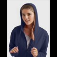 thumbnail image 4 of Sudadera con Capucha y Cremallera de Punto Flameado para Mujer, Camiseta Texturizada con Cremallera para Mujer Azul Marino L, 4 of 8