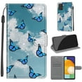 thumbnail image 1 of Flip Wallet Case for Samsung Galaxy A53 5G, with Kickstand Credit Card Holder Slot Cute Pattern Magnetic Clasp Premium PU Leather Protective Case with Wrist Strap - White Cloud + Blue Butterfly, 1 of 10