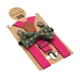 thumbnail image 5 of Conjunto de tirantes con pajarita para niños, tirantes elásticos, prácticos tirantes de esmoquin para niños Rosa roja, 5 of 9
