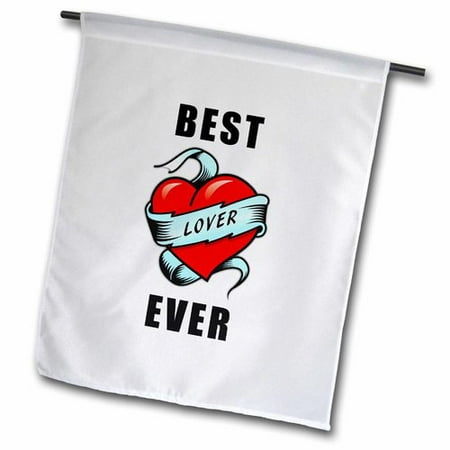 3dRose Best, Lover, Ever, Tattoo Heart Polyester 1'6'' x 1' Garden