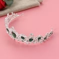 thumbnail image 3 of Royal Cristal Tiare Couronne de Mariage Accessoires de Cheveux de Mariée (Base Argentée, Vert), 3 of 7