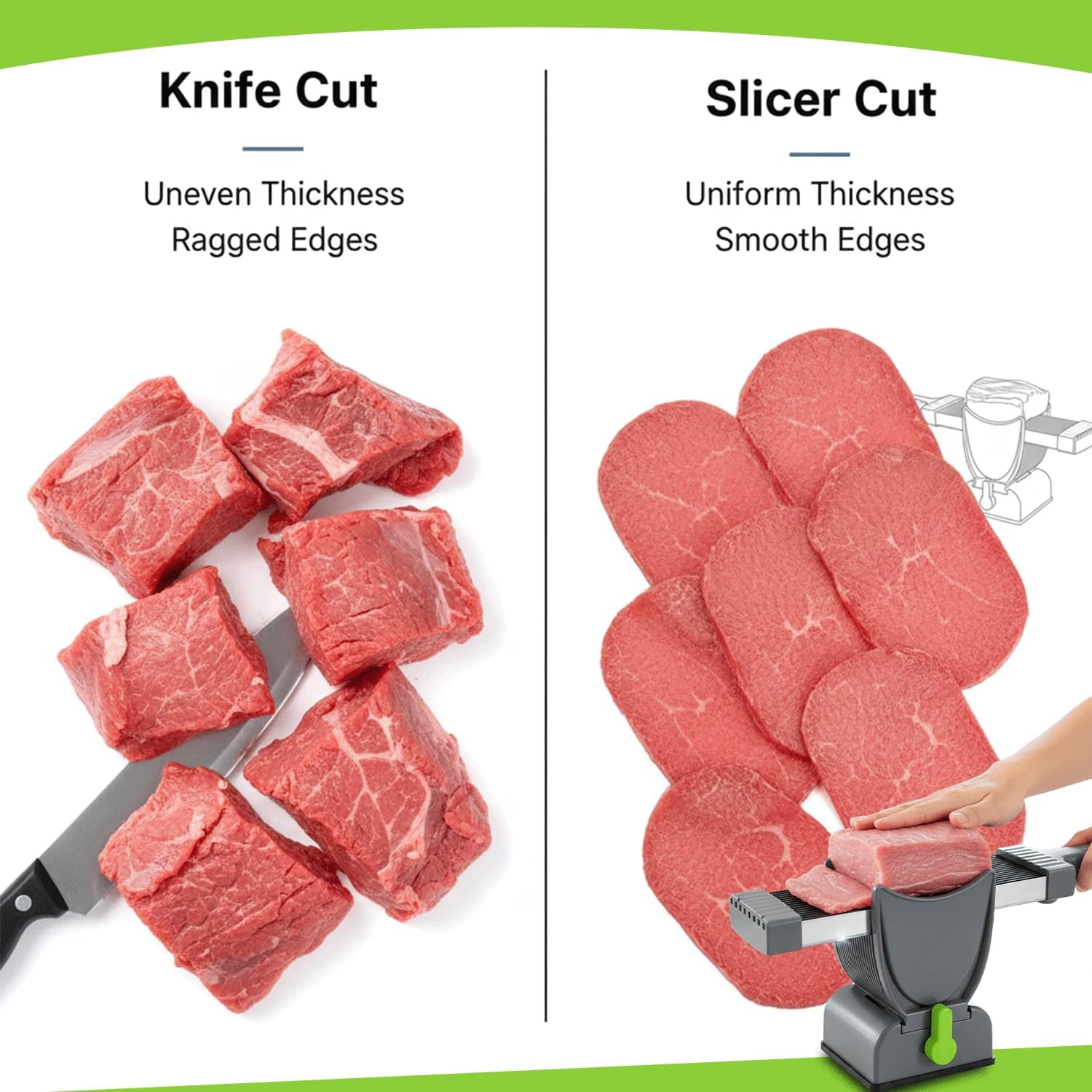 Fresh Meat Slicer, Thickness Adjustable Stainless Steel Kitchen Cleaver Knife Set With Block, Manual Fresh Meat Cutter Jerky Slicer For Beef Pork, Cooking BBQ Hot Pot