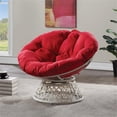 thumbnail image 2 of Papasan Chair with Red Round Fabric Pillow Cushion and Cream Wicker Weave, 2 of 5