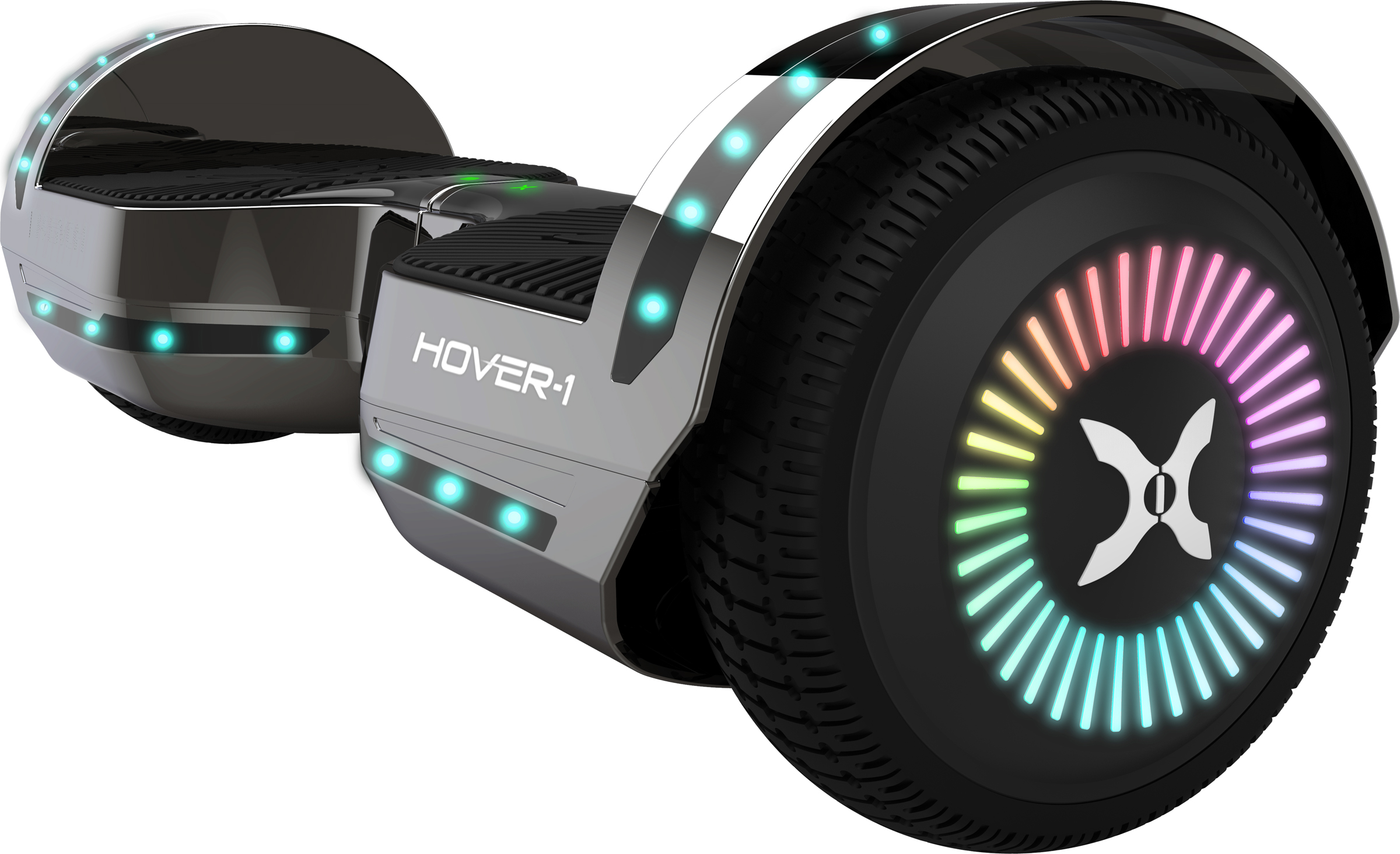 Hover-1 Chrome 7 Mph Hoverboard with LED Lights and Bluetooth Speaker, 6.5 In. Tires, 220 Lbs. Max Weight, Gunmetal - image 5 of 8