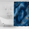 thumbnail image 4 of Navy Blue Marble Shower Curtains for Bathroom Waterproof Fabric Bath Curtains Decor Bath Tub Curtain Contemporary Abstract Ink Painting Decorative Shower Curtain Sets with 12 Hooks, 72x72 Inch, 4 of 6