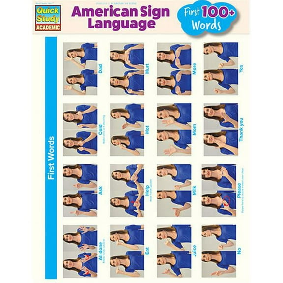 BarCharts 9781423228561 American Sign Language - First 100 Plus Words Quickstudy Easel