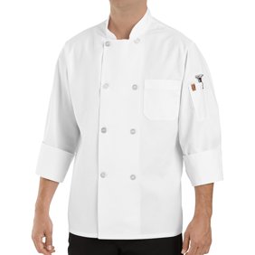Red Kap&reg; Eight Pearl Button Chef Coat with Thermometer Pocket