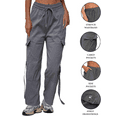thumbnail image 2 of Women's Parachute Cargo Pants - Stretchy Baggy Quick Dry Hiking Joggers Y2K, Gray Large/X-Large, 2 of 4