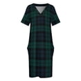 thumbnail image 3 of Vestido de tartán negro con estampado a cuadros para mujer vestido holgado con bolsillo vestidos de verano para eventos especiales, 3 of 6