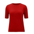 thumbnail image 4 of Red Tops for Women, Short Sleeve Women'S Tops, Polyester Oversized Tshirts for Women, Women's Round Neck d Loose T Shirt With A Knit Bottom Top, 4 of 9