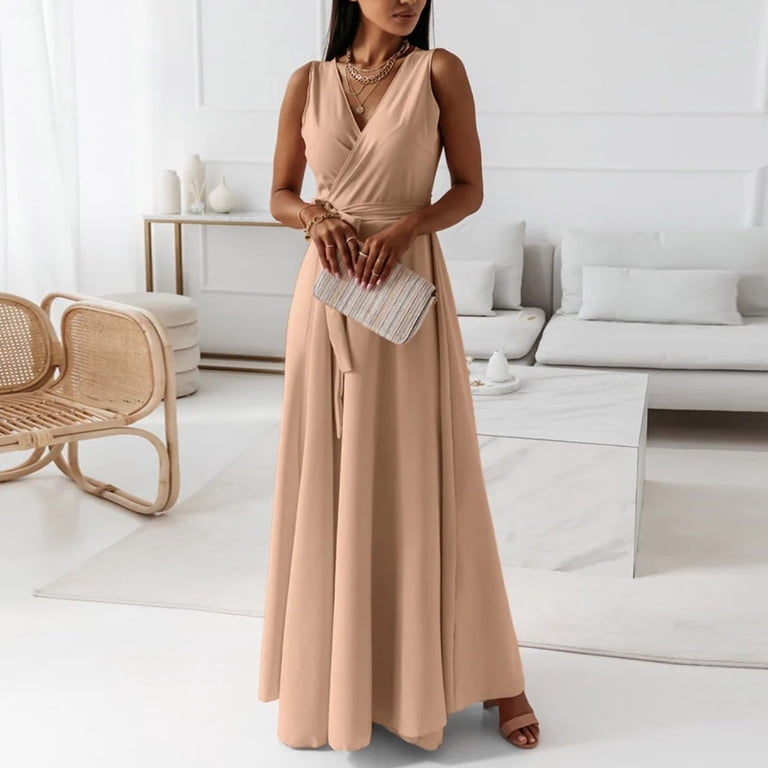 sachin and babi light blue dress Elegant Sleeveless V Neck Long Dress With Waist Tie For Women For Evening  Parties And Formal Events Champagne Dress Length Formal Wraps Ladies  Spaghetti Strap Dress Bridesmaid Dress Full Length Dress -