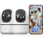 Indoor Camera 5G&2.4G WiFi Cameras for Home Security Instant 911 Alert, 360° Pan/Tilt Baby Monitor/Dog/Pet Camera AI Motion Detection Night Vision, Speaker, US Cloud Storage (2-Pack)
