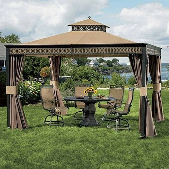 Garden Winds Elworth 10’ x 12’ Gazebo Canopy, Beige, UV Treated and Water Resistant