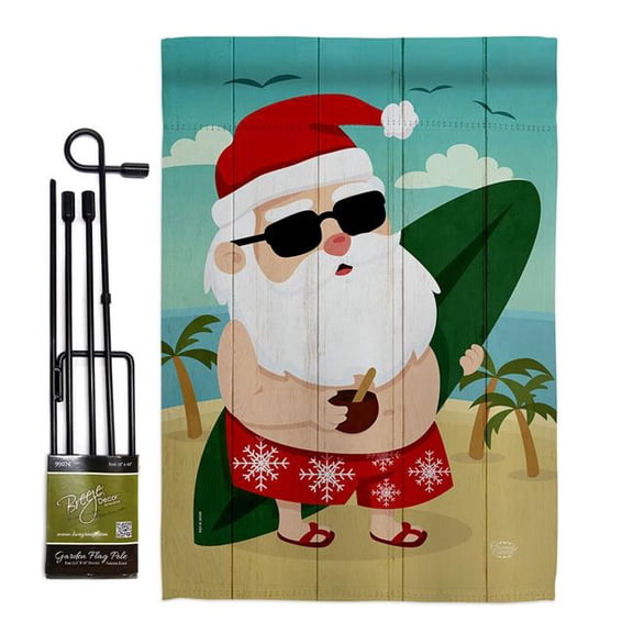 Ornament Collection GS190017-BO 13 x 18.5 in. Santa Vacation Garden Flag Set for Wintertime Christmas Double-Sided Decorative Vertical Flags & House Decoration Banner Yard Gift