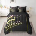 thumbnail image 2 of YST Ensemble de Literie de Baseball, Literie de Sport pour Chambre de Garçons, 7 Pcs, Réversible Noir, Simple, 2 of 4