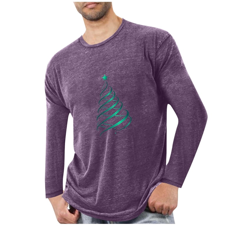 VgaVtl Long Sleeve T-Shirts for Men Purple Christmas Shirts for 