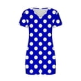thumbnail image 5 of Titcea Women's Pajama Sets Pleated Front V Neck Polka Dots Printed Short Sleeve Short Sets Loose Comfort Summer Casual Loungewear Sets, Gifts for Her, 5 of 6