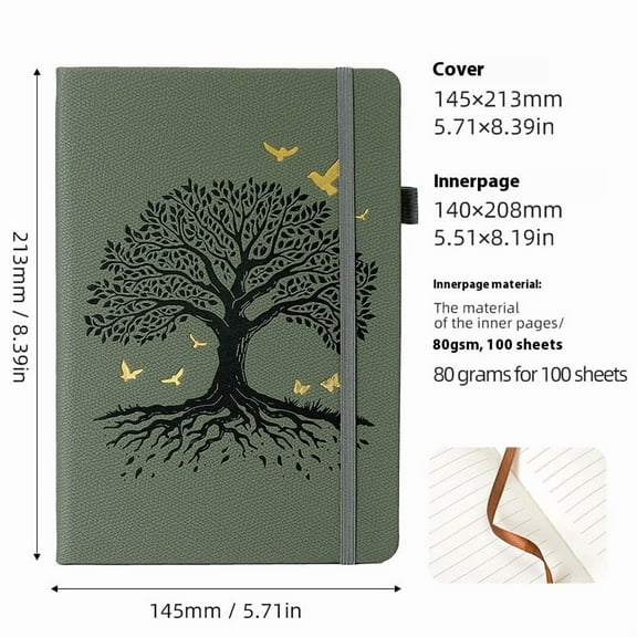 Green Vintage Leather Journal - 200 Page Lined Journal Notebook Pages,A5 Notebook for Women Men,Travel Diary,Daily Journal