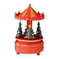 thumbnail image 2 of Carousel Music Box Rotating Holiday Centerpiece Wood Material Festive Christmas Decor for Tabletop Display, 2 of 7