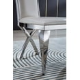 thumbnail image 5 of 2 Pack Dining Chairs with High Unique Backrest, Leatherette Vanity Chair with Silver Stainless Steel Legs for Restaurant Kitchen Bedroom Office, White, 5 of 8
