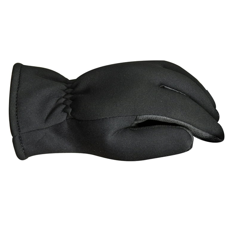 South Bend Fleece-lined Neoprene Fishing Gloves Ice Gear, Black, Unisex,  Large