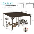 thumbnail image 2 of TOTAL Outdoor 10x14FT Heavy-Duty Wall-Mounted Gazebo with Galvanized Steel Roof, Wind & Snow Resistant Outdoor Patio Cover with Upgraded Drainage System, Brown, 2 of 7