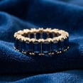 thumbnail image 4 of Pompeii 5X3mm Imitation Blue Sapphire Emerald Cut Eternity Ring 10k Yellow Gold (,), 4 of 5