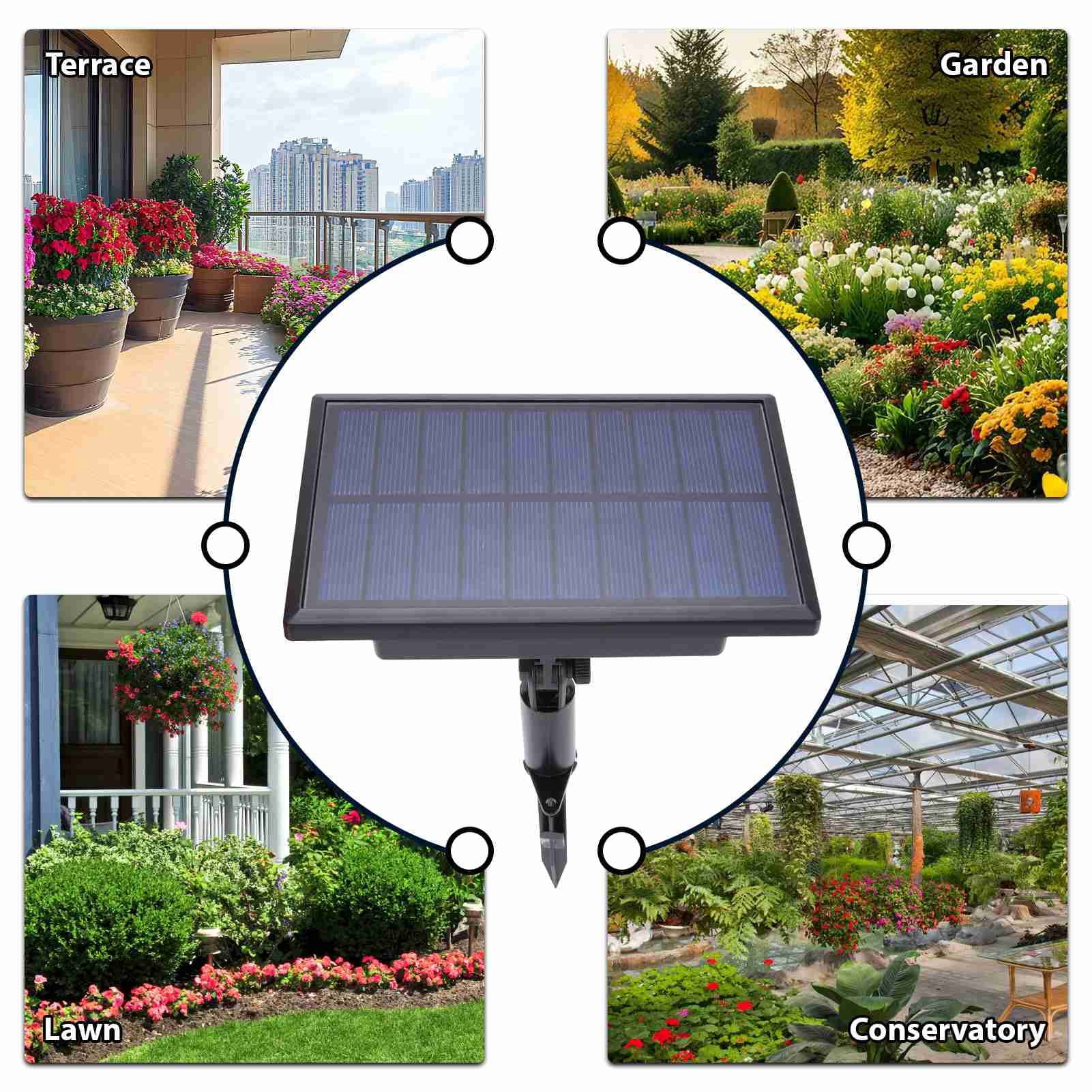 Nieyigj Solar Drip Irrigation Kit for 10 Potted Plants, Includes 6 Timer Modes, 400ml/min Flowrate, 32.8 ft / 10m Hose, and Automatic Plant Watering Devices with Inserted Stake, Black