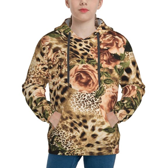 Kdxio Animal Leopard Pattern Boys Athletic Unisex Boys Girls Hoodie with Pocket Sweatshirts-Small