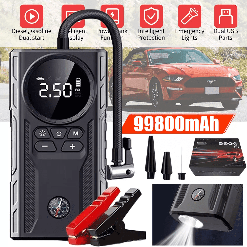 Audessy Car Jump Starter with Air Compressor Battery Pack Charger Tire Inflator Portable