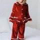 thumbnail image 5 of Conjunto de pijamas navideños para niños y hermanos, ropa de bebé, pijamas familiares a juego de terciopelo rojo, azul marino y verde, conjuntos de pijamas con volantes para niños y niñas, 5 of 5
