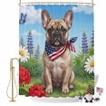 thumbnail image 2 of Independence Day Shower Curtain, 72" x 84", Watercolor U. S. Flag Cute French Bulldog Butterfly Waterproof Bathroom Curtain Washable Shower Curtain Set with 12 Hooks, 2 of 9