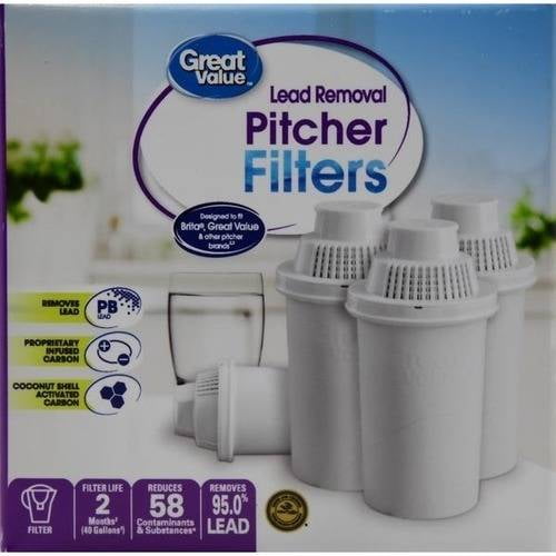 4 Pack Great Value Replacement Pitcher Filters Universal 