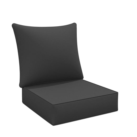 Pakunoda Outdoor Deep Seat Cushion with Backrest, 24" x 24" x 6.5" Waterproof Patio Chair Replacement Cushion for Sofa Couch, Grey