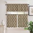 thumbnail image 6 of Brown Plaid Curtain Valances Set Retro Country Moroccan National Geometrical Plaid Kitchen Curtains 24&nbsp;inch Length Rod Pocket Valance and Tiers 3 Piece Set Small Bedroom Bathroom Laundry Decor, 6 of 9