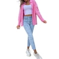 thumbnail image 3 of Qmyliery Women's Spring Autumn Casual Shirt Solid Color Long Sleeve Lapel Button Down Blouse, 3 of 5