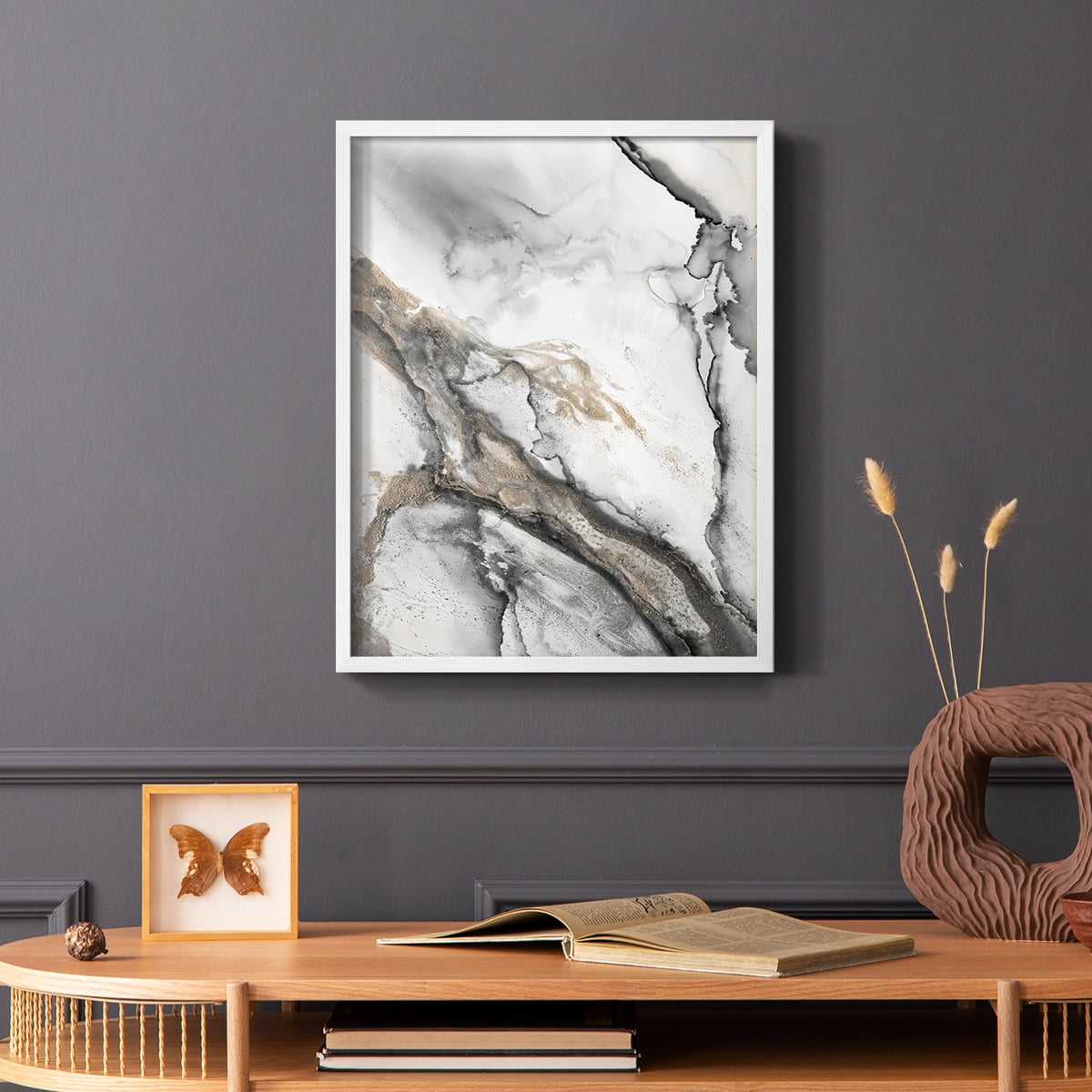 Abstract Ink Fantasy II in Paper Solid Wood 11 x 14 Framed Print