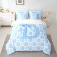 thumbnail image 2 of jejeloiu Bowtie Monogrammed D 7 Pieces Bedding Comforter Set,Modern Geometric Checkered Full Bedding Set For Girls Teens Reversible, 2 of 8